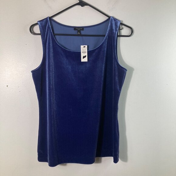 Womens Talbots Petites Sleeveless Velvet Tank Top Blue MP NWT - Picture 1 of 9